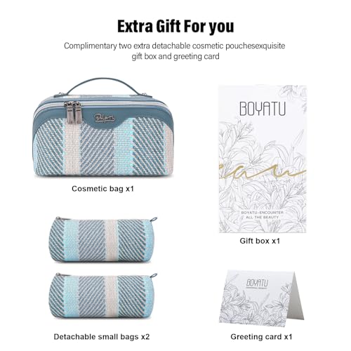 BOYATU Makeup Bag, Makeup Organizer, Toiletry Travel Bag for Women - Blue - color: C-1-Blue