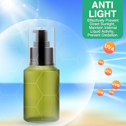 3PCS 60ML/2OZ Empty Green Frosted Glass Bottles with Pump Small - color: Green, size: 2 OZ