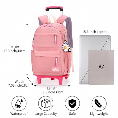 Kids Rolling Backpack with Wheels, Wheeled School Backpack for Girls Boys - color: A-blue Two Wheels, size: Two Wheels