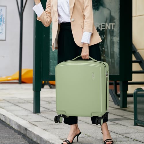 Hanke 16 Inch Underseat Small Carry On Luggage, Hard Shell with TSA Lock - color: Bamboo Green, size: 16 Inch