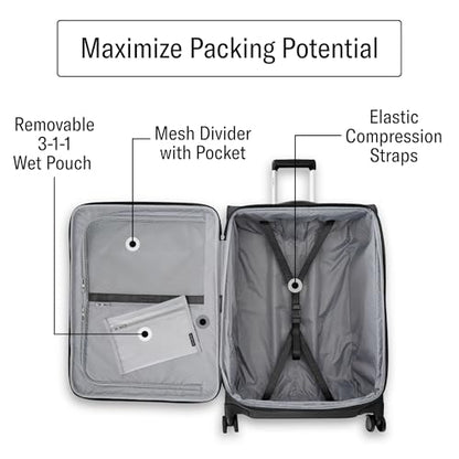 Samsonite UpLIFT Lightweight Large Checked Softside Luggage with Spinner Wheels - Expandable - Airline-Approved, Polyester Soft Suitcase for Ultra Light Travel - Black - color: Black, size: Large Checked