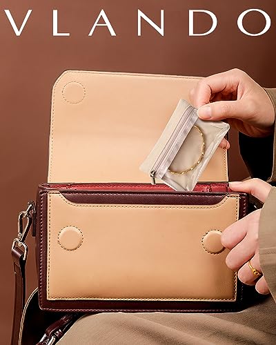 VLANDO Travel Jewelry Pouch, 6pcs Clear Velvet Zipper Bag - color: A.6 PCS