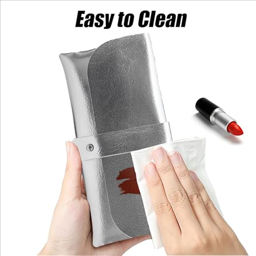 Faux Leather Glasses Pouch, Portable Bag for Sunglasses travel glasses bag - color: Silvery