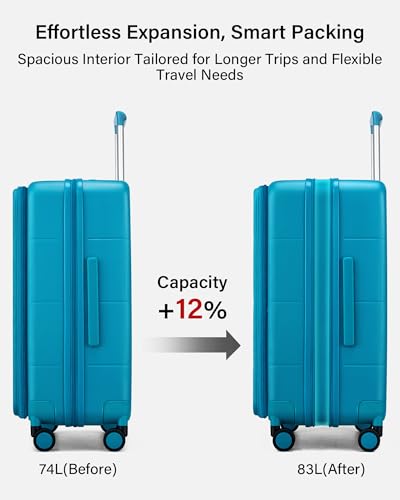 Hanke Expandable Medium Checked Luggage, 24 Inch Top Opening Suitcase - color: Caribbean Blue, size: 24 Inch EXT