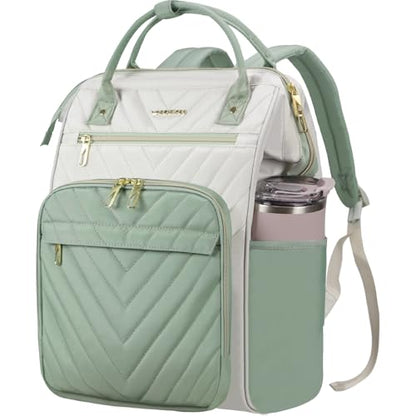 VANKEAN 18 Inch Laptop Backpack for Women Large Capacity - color: Beige-light Green, size: 18 Inch