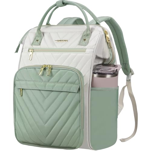 VANKEAN 17.3 Inch Laptop Backpack for Women Large Capacity - color: Beige-light Green, size: 17.3 Inch