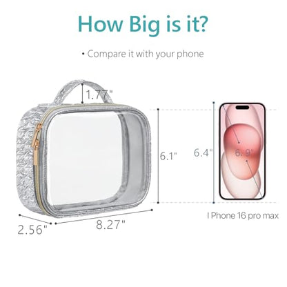 PACKISM TSA Approved Toiletry Bag - 3 Pack Ruched Textured Clear Makeup Bag - color: LA- Silver, size: Medium Set