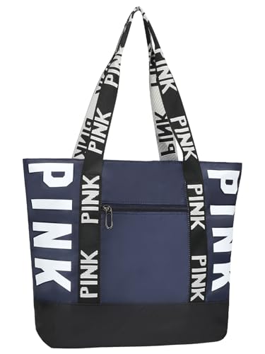 Waterproof Travel Tote Bag for Women, Beach Overnight Bag - color: Navy Blue