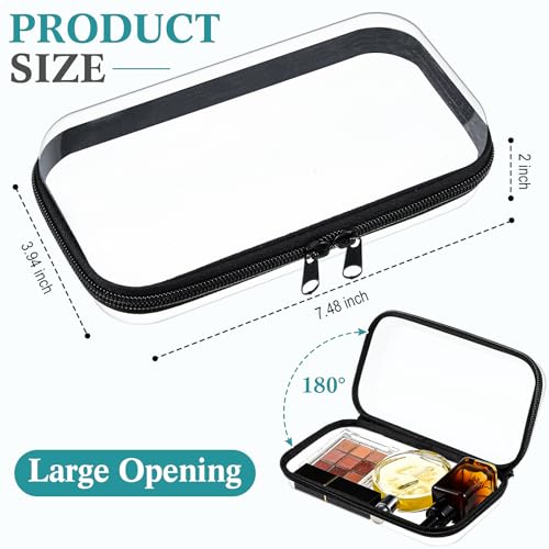Hoolerry 3 Pcs Clear Hard Zipper Case Plastic Zipper Pouch, Black, S - color: Black, size: S