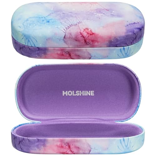 molshine Hard Shell Leather Sunglasses Case,Classic Large Glasses Case for Women Men,Sunglass Eyeglasses - color: Pink Rendering