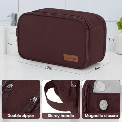 Wedama Toiletry Bag for Men, Handheld Travel Bag, Waterproof Toiletries, Thickened Polyester Dopp Kit, Toiletries Business Trips and Camping, Brown - color: Brown, size: Large