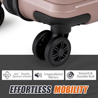 Cosbarn Luggage Sets Hardshell 5 Piece Durable Suitcases with Wheels - color: RoseGold