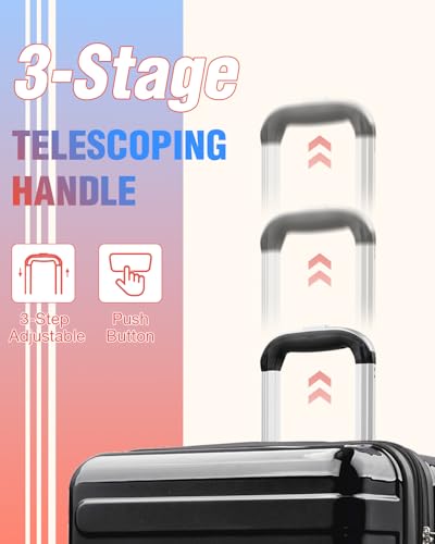 Checked Luggage, Expandable 24 Inch Hard Shell Suitcase with Spinner Wheels TSA Lock, Lightweight Travel Checked Suitcases - color: Flame, size: 24inch