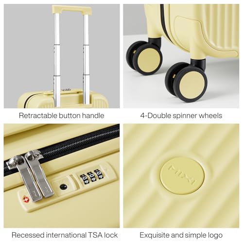 mixi Underseat Carry on Luggage 16 Inch Hardshell PC Suitcase with Spinner Wheels TSA Lock for Travel, Lark Yellow - color: Lark Yellow TSA2, size: 16-inch
