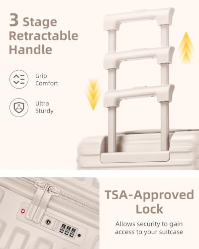 LARVENDER Expandable Carry on Luggage 20in Suitcase with Wheels, Champagne - color: Champagne, size: 3 Piece Set (20/DB/TB)