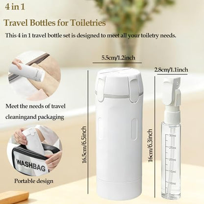 4-in-1 Travel Dispenser Bottle, Travel Toiletry Containers, 30mL Bottles - color: Green
