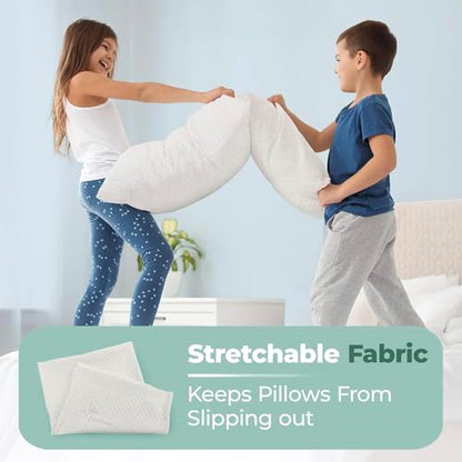Snuggle-Pedic Pillow Covers - Zippered Body Pillow Protector (White, Kids) - size: Kids Body