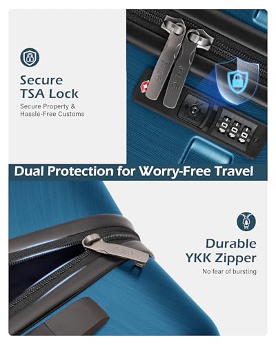 Coolife Carry On Luggage Hardside Suitcase with Spinner Wheels, 20in - color: Caribbean Blue, size: Carry On(20in)