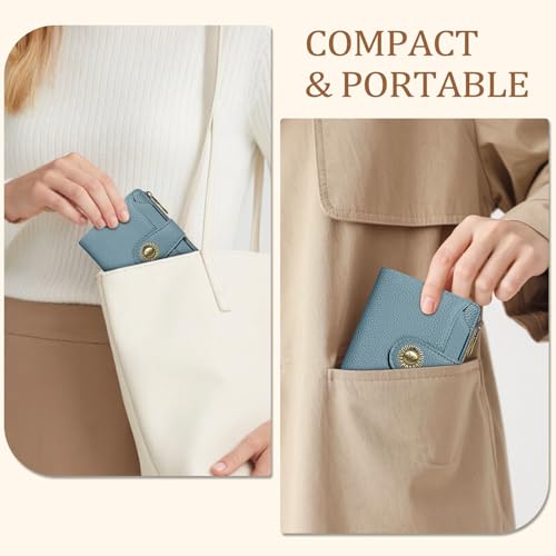 Icycay Blue Small Wallet Women RFID Blocking Bifold Credit Card Holder - color: 0 Blue