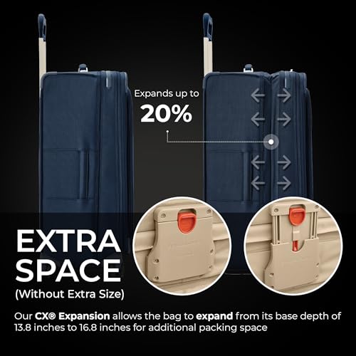 Briggs & Riley Baseline Extra Large Expandable Softside Spinner, Navy - color: Navy, size: 31" Checked