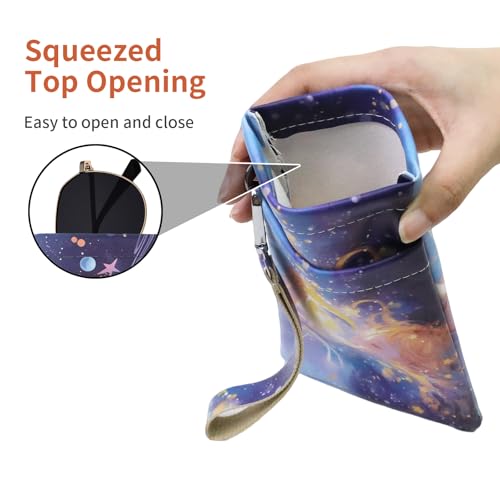 Double Eyeglass Case Soft Dual Glasses Case for Women Men Travel Squeeze Top Sunglasses Cases Eyeglasses Pouch - color: Blue Dream+cloud