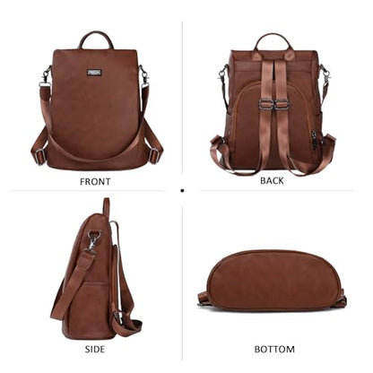 Fmeida Convertible Backpack Purse for Women Anti Theft Nylon Backpack Brown - color: Brown