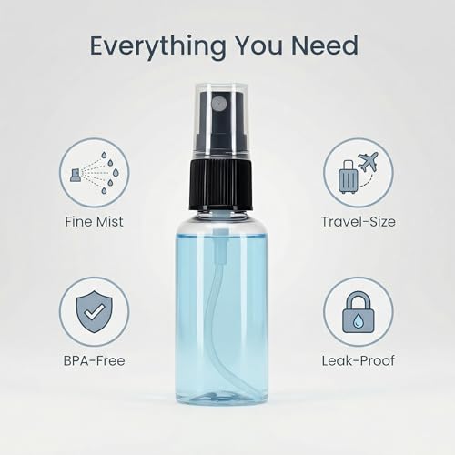 Small Travel Spray Bottles, 2 PCS 1 oz Mini Spray Bottles - Fine Mist Spritzer for Perfume, Sanitizer, Art & Plants, TSA Approved Leak-Proof Refillable Bottles