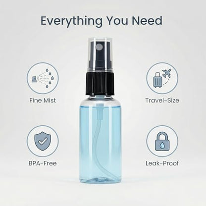 Small Travel Spray Bottles, 2 PCS 1 oz Mini Spray Bottles - Fine Mist Spritzer for Perfume, Sanitizer, Art & Plants, TSA Approved Leak-Proof Refillable Bottles