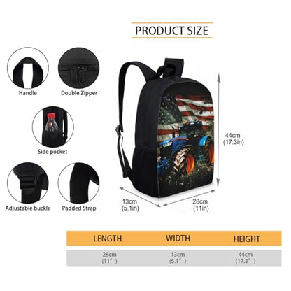 American Flag Tractor Backpack for Boys with Lunch Box Set - Kindergarten to Elementary School Kids 3Pcs Back to School Set, Age 5-8 - color: Tractor 2