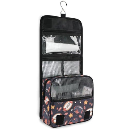 senya Hanging Travel Toiletry Bag Rugby Balls Kit Makeup Case Cosmetics Organizer for Men Women - color: Rugby Balls