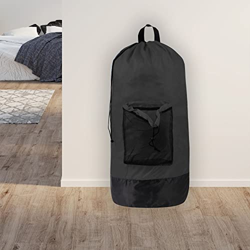 Trailmaker Laundry Bag Backpack for College Dorm, 115L Washable Laundry Hamper Bag, 32 x 14 Inch with Shoulder Straps, Mesh Pocket, Drawstring Closure for Apartment, Laundromat, Travel (Black) - color: Charcoal Black