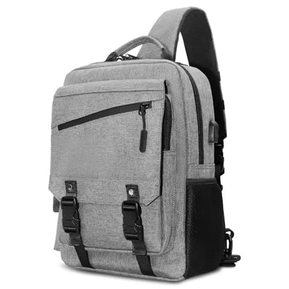 Leaper Crossbody Messenger Bag for Men: 13L Multi-pocket Satchel Sling Bags - color: Grey