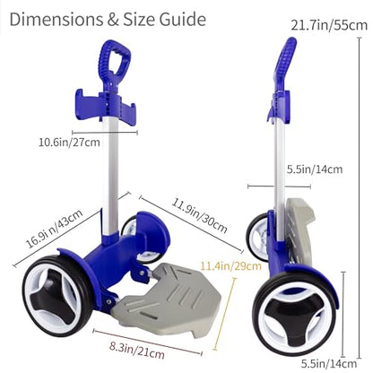 Rolling Backpack Cart, Folding Luggage Cart with Quiet Wheels - Blue - color: Royal Blue, size: Quiet Large Wheels