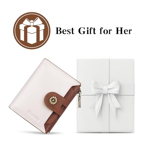 Wallet Women,RFID Blocking Leather Womens Wallet Bifold Compact Card Holder Small Wallet for Women with Removable ID Window(Whitebrown) - color: b-whitebrown