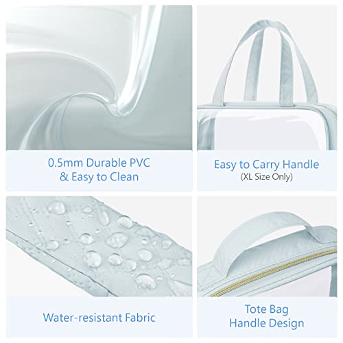 PACKISM Clear Makeup Bag Travel - TSA Approved Toiletry Bag, 3 Grayish Blue - color: 05 Grayish Blue, size: Full Vacation (Mixed Sizes)