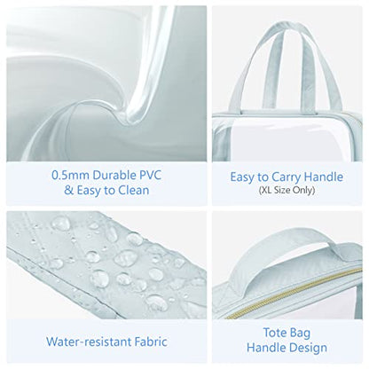 PACKISM Clear Makeup Bag Travel - TSA Approved Toiletry Bag, 3 Grayish Blue - color: 05 Grayish Blue, size: Full Vacation (Mixed Sizes)