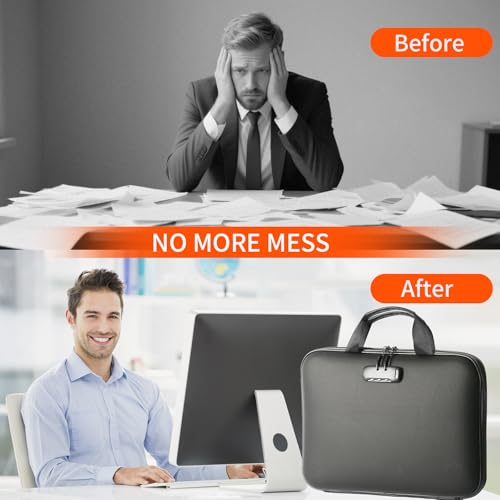 Fireproof Document File Organizer Bag, Black 5200°F Portable File Organizer Handbag With Lock,Hard Case Fireproof Waterproof Important Document Bag,Fire Safe Home Valuables Storage - style: Modern