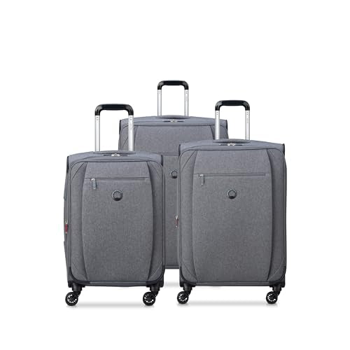 DELSEY PARIS Rami Softside Expandable Luggage with Spinner Wheels, Grey, 3 Piece Set (20/24/28) - color: Grey