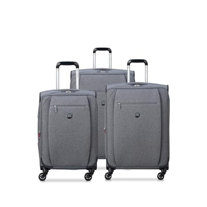 DELSEY PARIS Rami Softside Expandable Luggage with Spinner Wheels, Grey, 3 Piece Set (20/24/28) - color: Grey