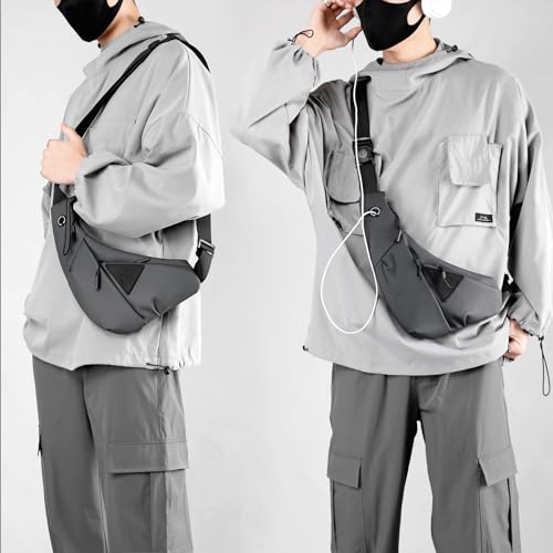 Small Sling Shoulder Crossbody Bag Men Women,Casual Chest Bag - color: Grey