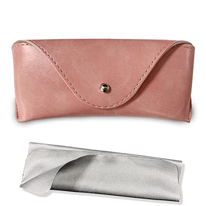 LogHog Portable Leather Glasses Case,Flexible Sunglasses Pouch Slim Case for Women Men Horizontal Eyeglass Case - color: Pink