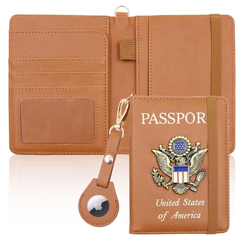 Passport Holder for Travel,Passport Cover Case with RFID (brown) - color: brown