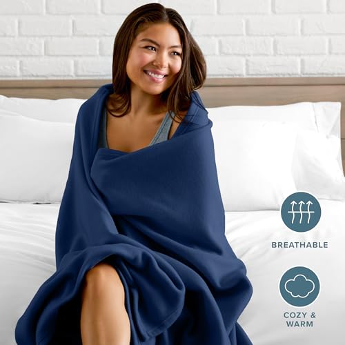 Bare Home Polar Fleece Blanket (Full/Queen, Dark Blue) - color: 07 - Dark Blue, size: Full/Queen