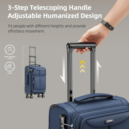 SHOWKOO Luggage Sets 3 Piece Softside Expandable Durable Suitcase Sets - color: Blue