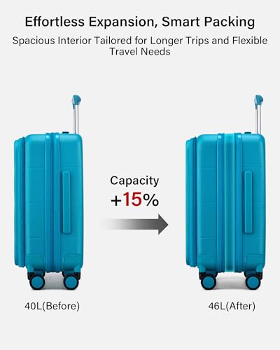 Hanke Hardside Expandable Carry On Luggage, 20 Inch Top Opening Suitcase - color: Caribbean Blue, size: 20 Inch EXT