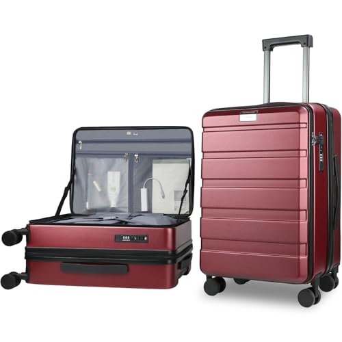 KROSER 20 Inch Airline Approved Carry On Luggage, Top Opening Suitcase - color: Burgundy