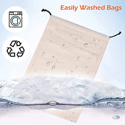 MISSLO Cotton Breathable Dust-proof Drawstring Storage Pouch Bag (Pack 3 M) - size: M