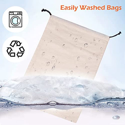 MISSLO Cotton Breathable Dust-proof Drawstring Storage Pouch Bag (Pack 3 M) - size: M