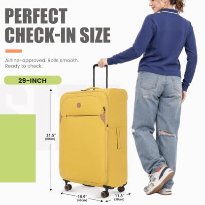Verage Cambridge Lightweight Luggage Softside Expandable Spinner Wheel Suitcase (Misted Yellow, 29-Inch) - color: Misted Yellow, size: 29-Inch