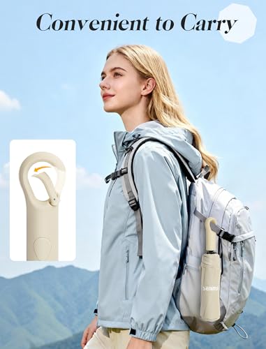Seniny Travel Umbrella with UV Sun Protection, Large Rain Umbrellas - color: Cream-42.5 in